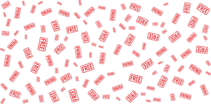 Red free promo stamp pattern on transparent background