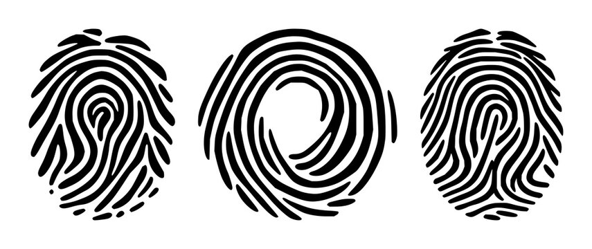 Fingerprint scan loop icon set with solid black design on white background featuring biometric authentication, security iconography with loop and icon