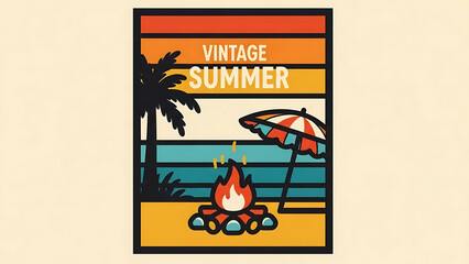 Obraz premium Vintage summer beach campfire isolated on a transparent background
