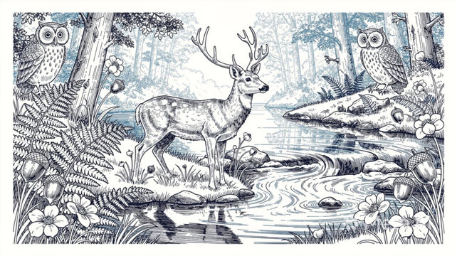 Deer standing by water edge.