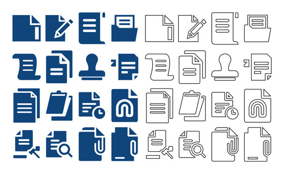 Collection of office document and paper filing icons.