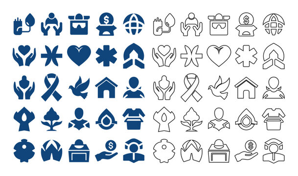 Charity and donation symbols for help.