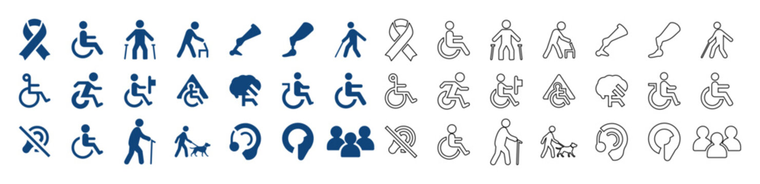 Disability and accessibility icons outline solid.