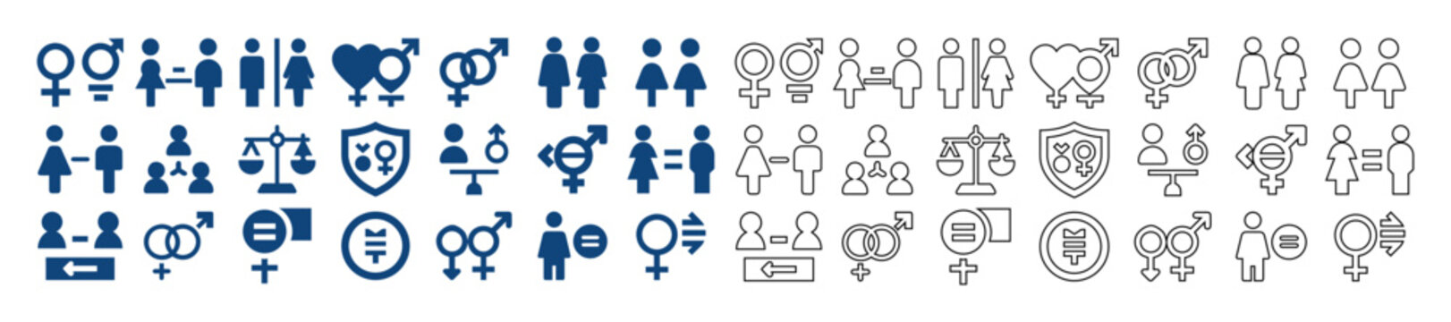 Gender Equality and Diversity Icon Set &ndash; Inclusive Human Rights Symbols Vector.