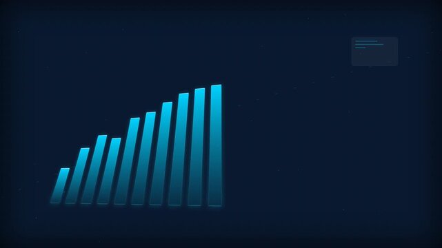 Stunning Digital Animation of Increasing Bar Chart in Motion with Dark Background for Data Visualization Video