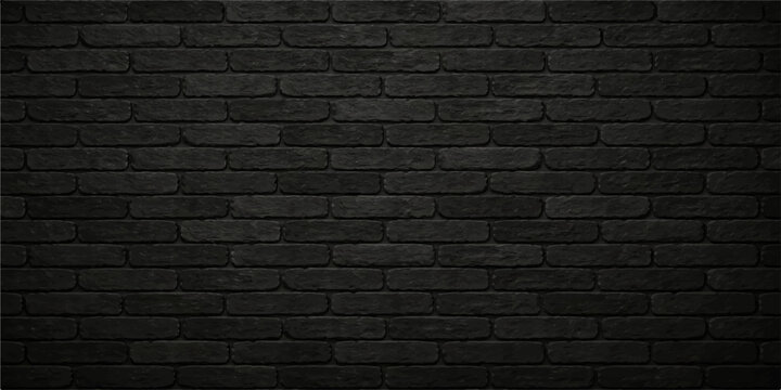 Bold Black Brick Wall Vector with Rough Surface for Modern Rustic Design and Architectural Projects