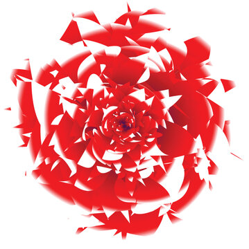 Abstract red floral explosion vector, geometric rose blossom with sharp petal shards, vibrant ruby crystal flower element for modern graphic design