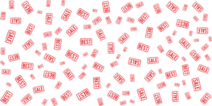 Red sale and best offer stamps pattern on transparent background