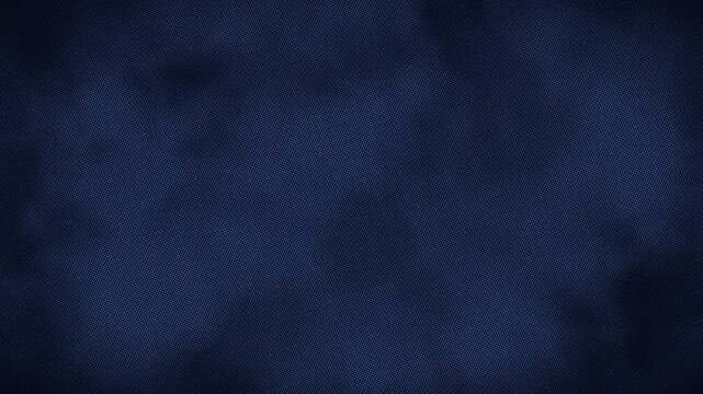 A fluid dark navy blue halftone paper texture overlay featuring very fine cyan dots and soft, slowly moving cloud-like shadowy creases in a 4K loop.