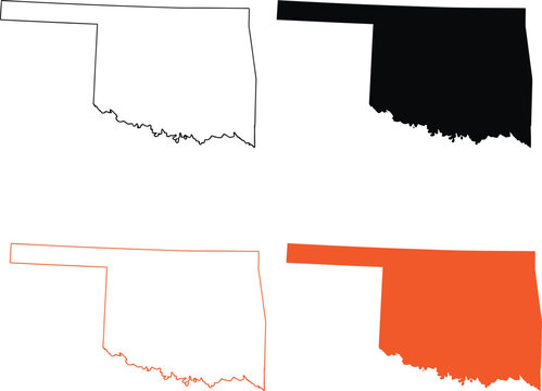 Colorful oklahoma state outline map variations Vector