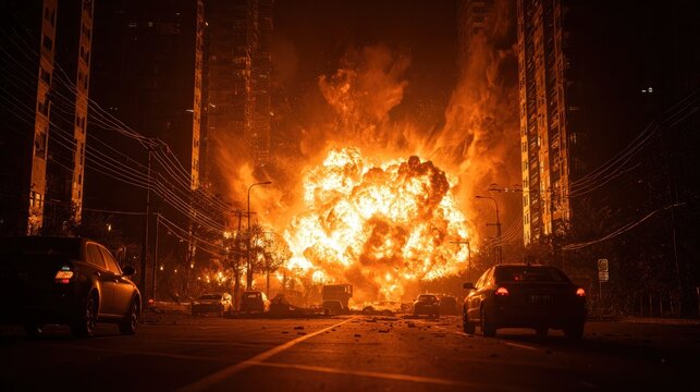 Large explosion at night