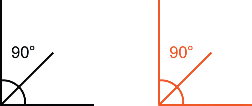 Right angle lines with ninety degree symbol illustration Vector