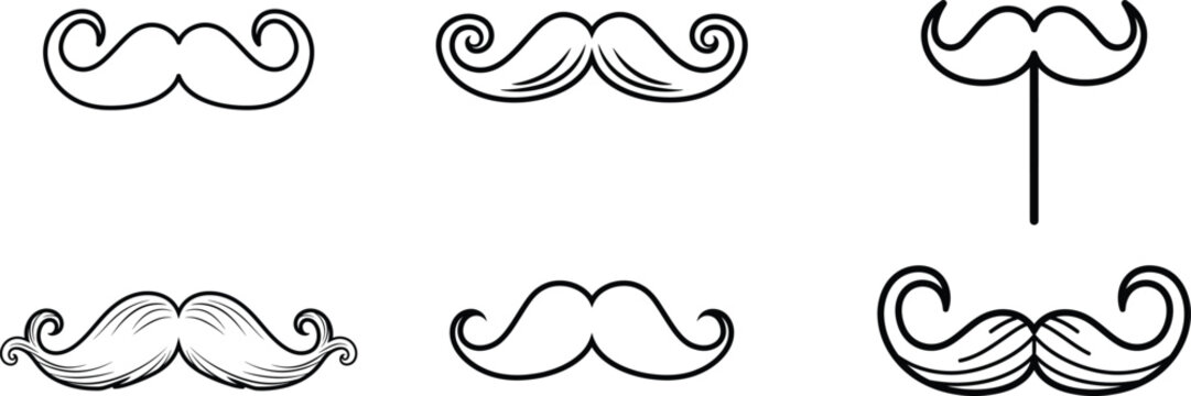Collection of six unique mustache designs and styles