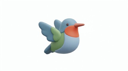 Naklejka premium Cute 3D Cartoon Bird Icon Isolated on White Background