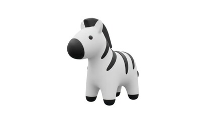 Naklejka premium Cute 3D Zebra Toy Icon Isolated on White Background.