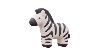 Naklejka premium Minimalist 3D Zebra Icon Isolated on White Background.