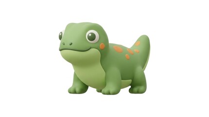 Fototapeta premium Cute Green Cartoon Lizard Character Isolated on a White Background.