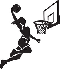 Female basketball player vector icon set, sporty silhouette clipart design. © MOSTSHAMIMA
