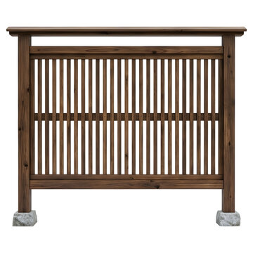 Japanese Style Dark Wood Fence Panel with Vertical Slats