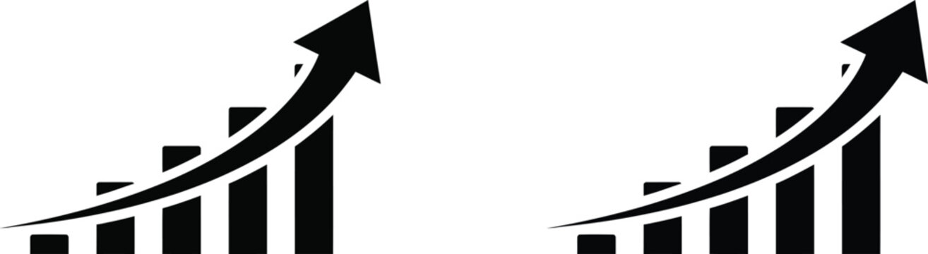 Growth chart with upward arrow and bar graph icons Vector