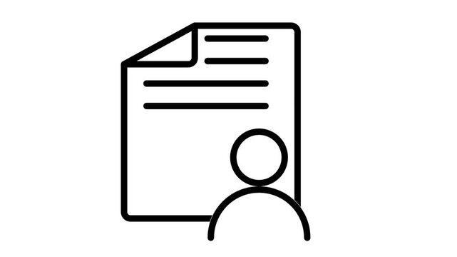 Animated user profile directory document icon featuring a person silhouette for HR records and employee data files.