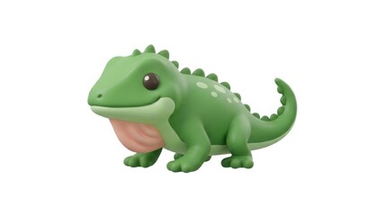 Fototapeta premium Cute 3D Cartoon Iguana Character Isolated on White Background