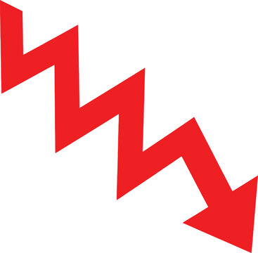 Red downward zigzag arrow icon Vector