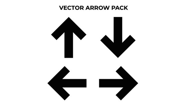 Set of four black vector arrows pointing in different directions.