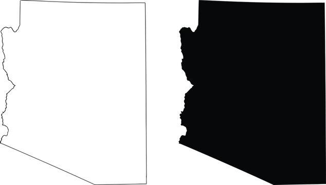 Arizona state outline map black and white version Vector