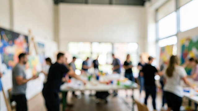 Collaborative art workshop in a modern bright studio setting