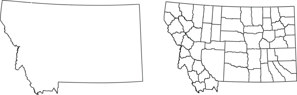 Simple map outlines of oregon and montana counties Vector