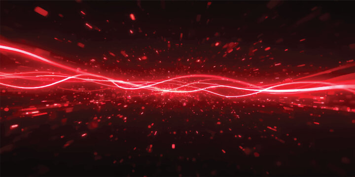 A dynamic abstract red background loop features a fractal flame pattern where fire and light energy explode in a motion of orange waves against deep black space