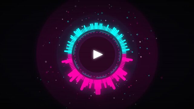 A vibrant neon audio visualizer animation, dynamically reacting with glowing spectrum bars for music and podcast backgrounds.