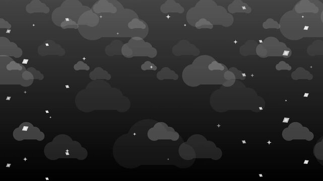 Animated sleek silver and charcoal background featuring falling 3D diamonds, luxury glitter, and soft clouds for fashion and VIP events.