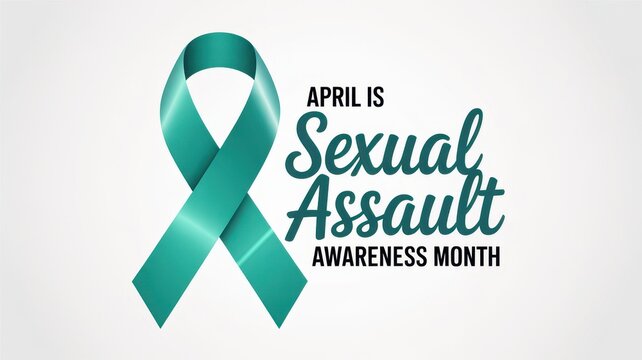 April is Sexual Assault Awareness Month banner with teal ribbon