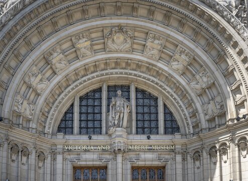 Entrance, Victoria and Albert (V and A Museum), Kensington, London, England, United Kingdom