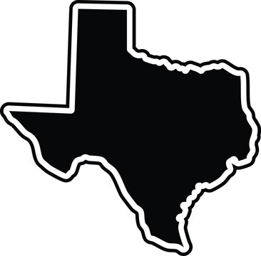Black and white outline of the state of texas