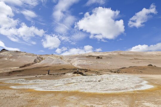 Sulphur and mineral deposits, Hveraroend geothermal area at the foot of the N&aacute;mafjall volcano, Myvatn, Iceland, Europe