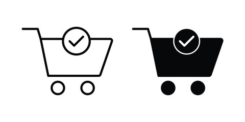 Shopping cart and check mark icon and symbol series vector illustration © Siyan