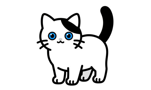 small adorable blue tortoiseshell exotic shorthair kitten stands angle camera framed pure white backdrop