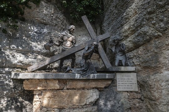 Pilgrimage church Madonna della Corona, Stations of the Cross, Ferrara di Monte Baldo, Italy