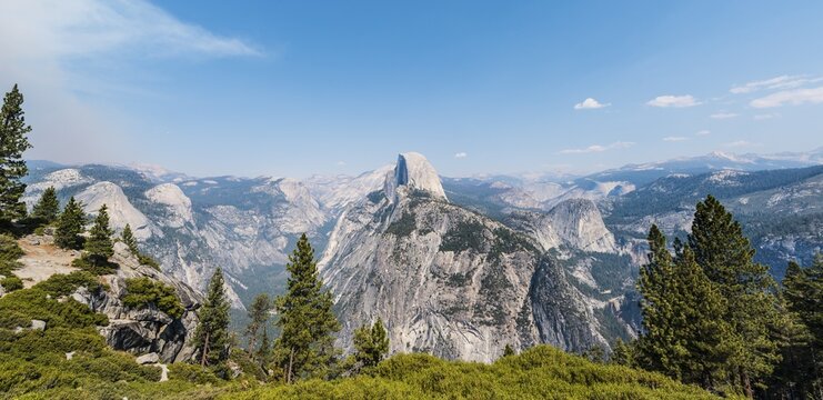 View into Yosemite Valley, Half Dome, Yosemite National Park, California, USA