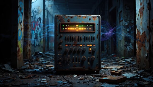Retro Futuristic Synth in Abandoned Building
