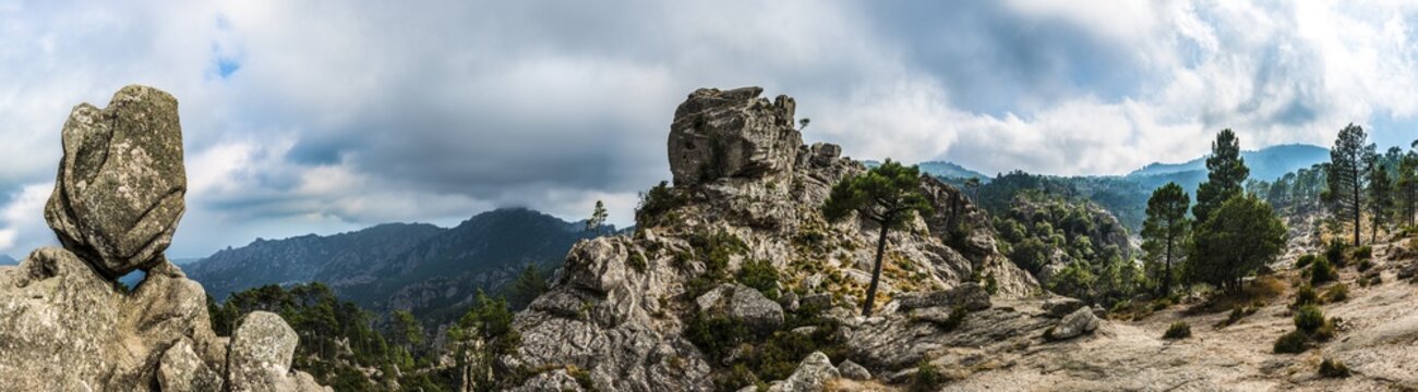 Rock formation, mountain scenery, L'Osp&eacute;dale, Alta Rocca, Corsica, France