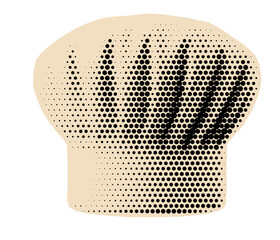 Fototapeta premium Chef hat halftone cutout. Toque collage sticker.