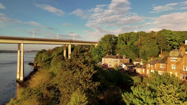 Tay Road Bridge Aerial View at Sunset Newport-on-Tay Fife Scotland