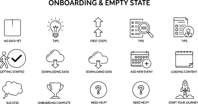 Icons for onboarding and empty state.