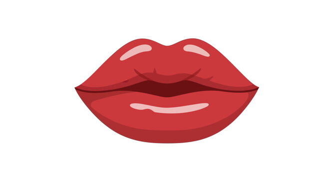 Close-up of a pair of full, luscious red lips, invitingly puckered for a kiss, with a glossy finish and defined Cupid's bow, isolated on a white background