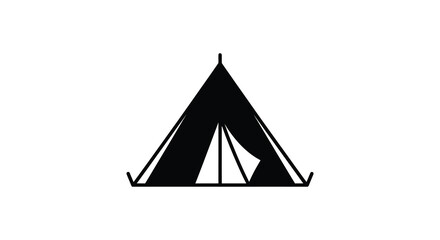 Black tent silhouette against a white background silhouette © BismillahAdobe