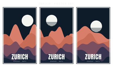 Obraz premium Set of three minimalist taipei city posters with topography and stellar maps vector illustration